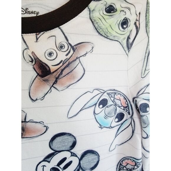 Disney XS 100 Years Character Mash Up Pajama Top Pixar Fleece LS - Picture 3 of 7